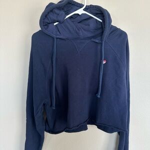 Women's Navy Blue Peloton Spiritual Gangster Crop Hoodie